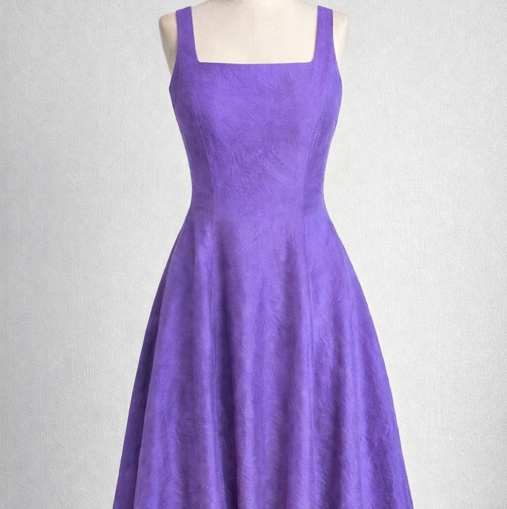 Ralph Lauren 100% Silk Purple Midi Dress